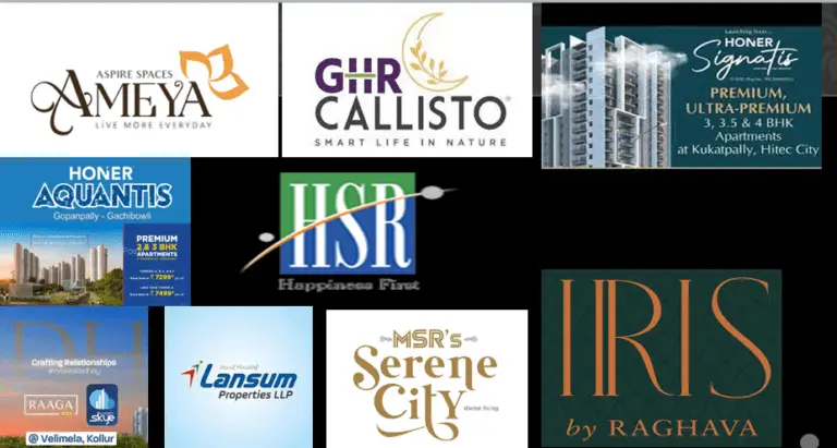 Logos of more LIC HFL approved projects in Hyderabad